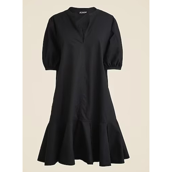 J Crew Delilah Dress L Black NWT Ruffle CJ492 J.Crew Popover Travel Resort - Picture 4 of 5